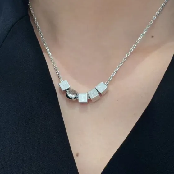 Loewe Anagram Dice necklace silver metal 45cm