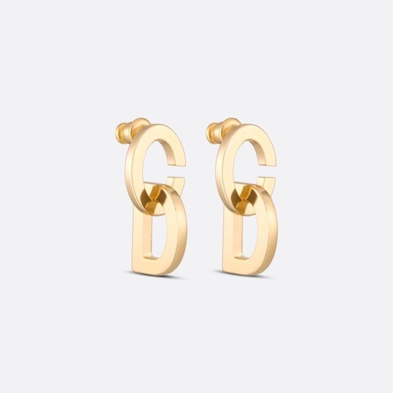 Dior CD Logo earrings matte gold-tone metal 2 5cm drop length