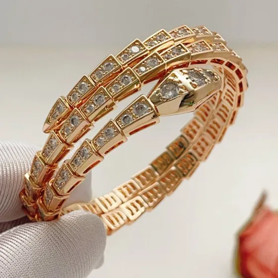 Bvlgari Serpenti Viper bracelet Rose gold with clear pave diamonds M 17cm