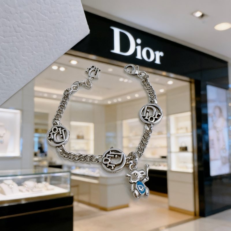 Dior Dior Logo Charm Bracelet with Blue Enamel Elephant Charm bracelet Silver-toned metal with blue enamel accent 18cm with 3cm extension chain