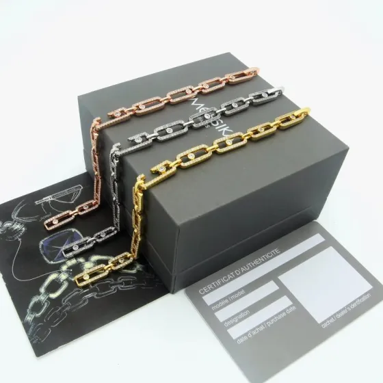 Messika Move Link bracelet Yellow gold with clear diamonds 17cm
