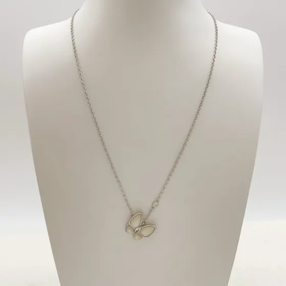 Van Cleef Arpels Two Butterfly necklace white gold white mother-of-pearl diamond 42cm