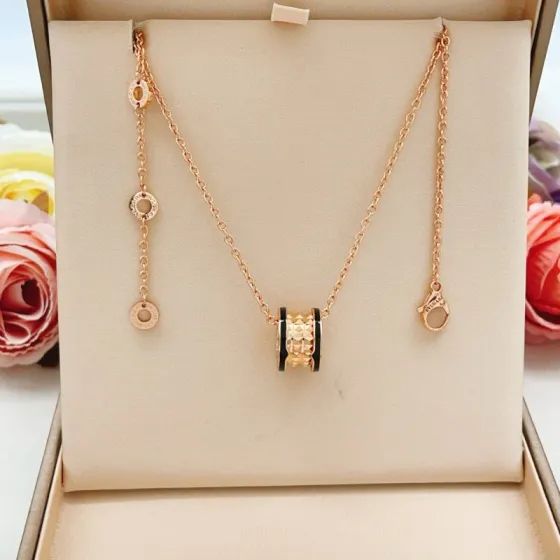 Bvlgari B zero1 Rock necklace Rose gold with black ceramic accents 45cm