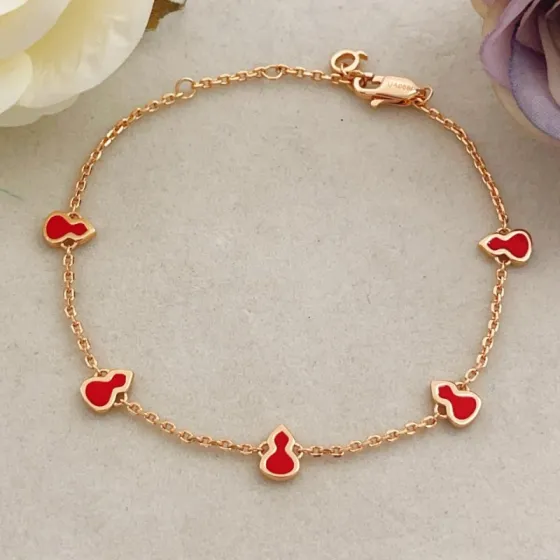 Qeelin Wulu bracelet Rose gold with red enamel 17cm
