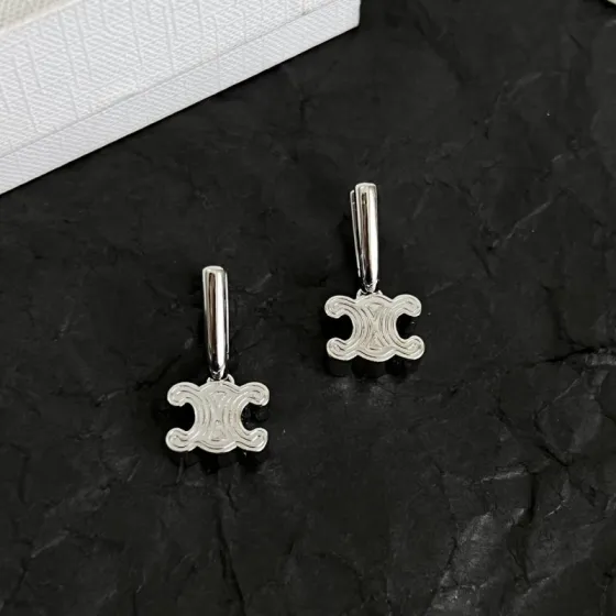 Celine Triomphe earrings silver-tone metal gold-tone metal 1 5cm drop length