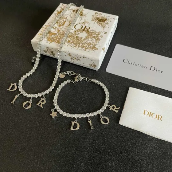 Dior Dio r evolution Crystal Letter Charm bracelet silver-toned metal with clear faceted crystals 16cm with 3cm extender