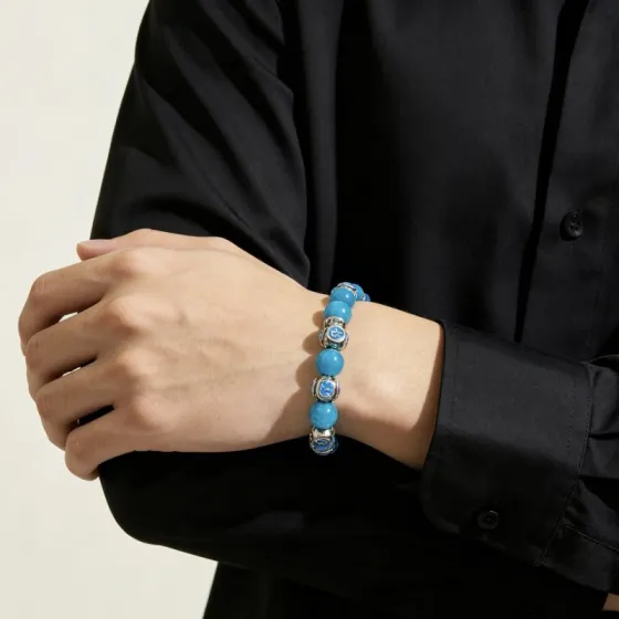 Gucci Anger Forest bracelet Silver-toned metal with bright blue beaded stones and blue enamel Interlocking G accents 18cm