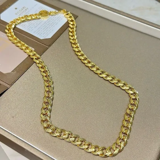 Bvlgari DIVAS DREAM necklace 18K yellow gold with diamond-paved chain links 60cm