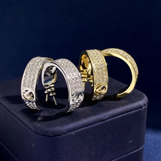 Fendi FD92 F Logo Pave Hoop Earrings earrings Available in silver-tone metal with clear crystal pave and gold-tone metal with clear crystal pave 20mm hoop diameter