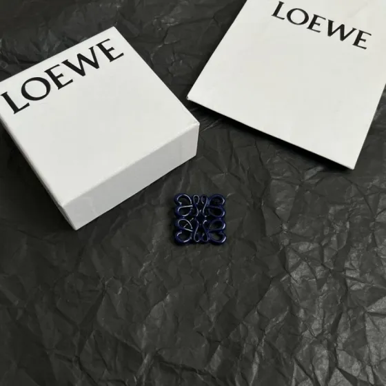 Loewe Anagram brooch Available in silver-tone metal gold-tone metal white enamel navy blue enamel 3 5cm width