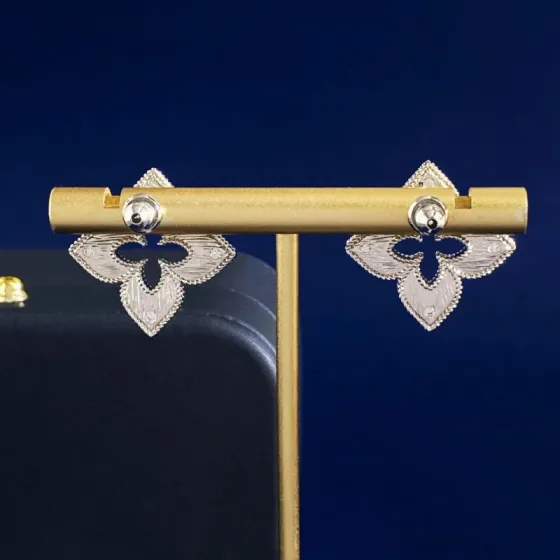 Roberto Coin Venetian Princess earrings Silver-toned white gold with clear diamond accents Large