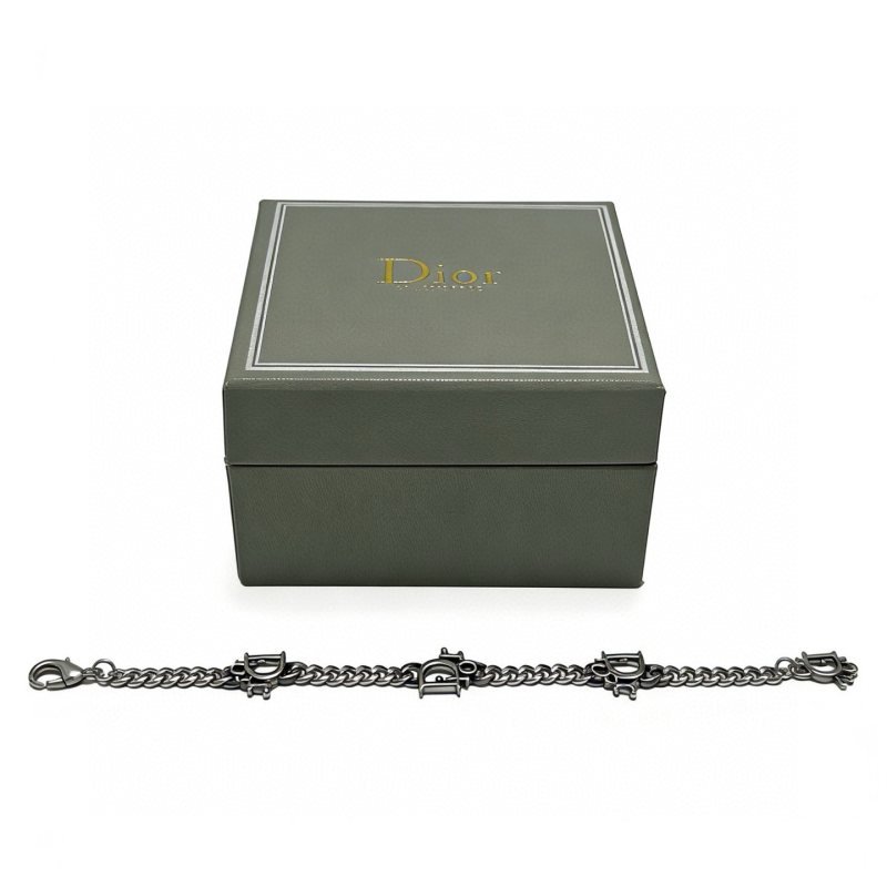Dior Dior Logo Charm Curb Chain Bracelet bracelet Gunmetal silver-toned metal no gemstones 20cm