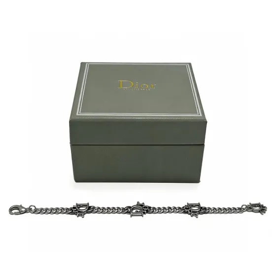 Dior Dior Logo Charm Curb Chain Bracelet bracelet Gunmetal silver-toned metal no gemstones 20cm