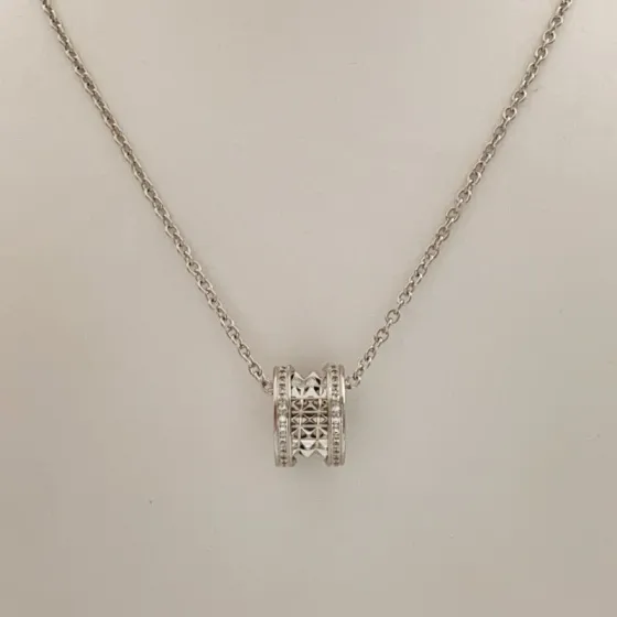 Bvlgari B zero1 necklace silver-toned white gold with clear diamond accents 45cm