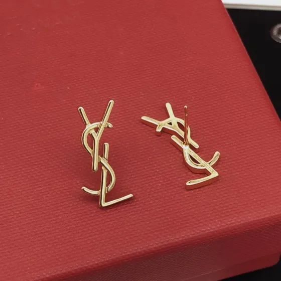 Saint Laurent YED0073 Cassandre Monogram Stud Earrings earrings gold-tone metal no accent stones 1 8cm height per earring