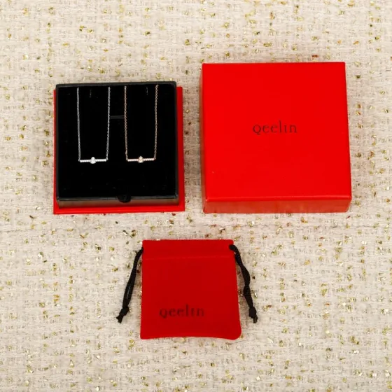 Qeelin Wulu Mini Solitaires necklace 18K white gold with clear diamonds 18K rose gold with clear diamonds 42cm