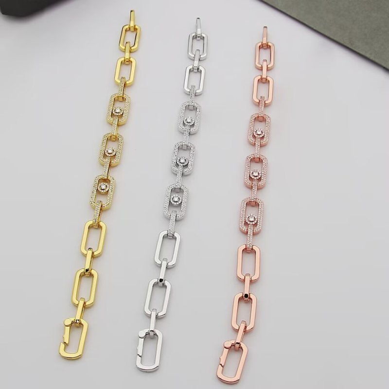 Messika Move Link bracelet 18k white gold with pave diamonds 18k yellow gold with pave diamonds 18k rose gold with pave diamonds 17cm