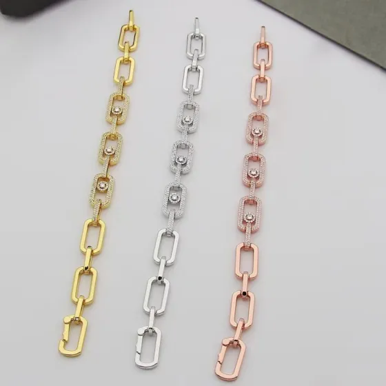Messika Move Link bracelet 18k white gold with pave diamonds 18k yellow gold with pave diamonds 18k rose gold with pave diamonds 17cm