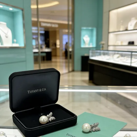 Tiffany Co Marquise Butterfly Pearl Commemorative Earrings earrings Platinum-toned metal white freshwater pearl clear high-carbon diamond accents One size standard stud earring fit