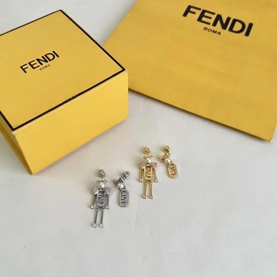 Fendi FF Robot Asymmetric Earrings earrings Available in two variants gold-tone metal with white faux pearl clear pave crystals and pink accent stone silver-tone metal with white faux pearl clear pave crystals and pink accent stone One Size drop length approx 3 5cm
