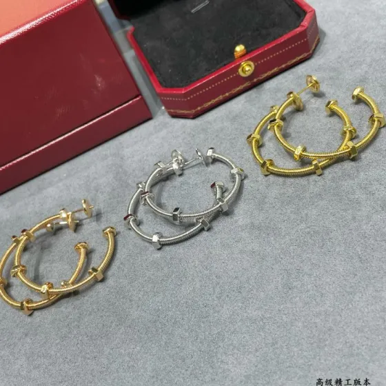 Cartier Ecrou de Cartier earrings 18K yellow gold 18K white gold 3 5cm hoop diameter