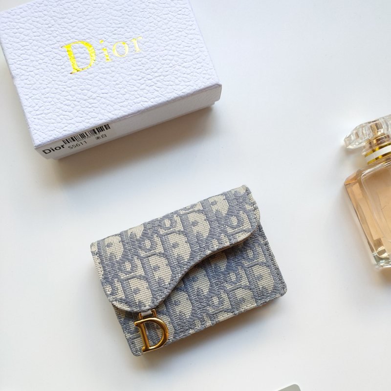Dior Oblique card holder gray and beige jacquard canvas with gold-tone metal hardware 11 7 5 2 5cm