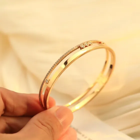 Messika MOVE ROMANE bracelet 18K yellow gold with clear diamonds 18K white gold with clear diamonds 17cm