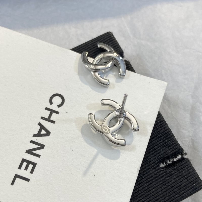 Chanel CC Stud Earrings earrings Gold-tone metal Silver-tone metal Small