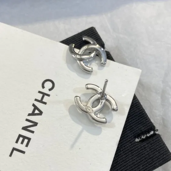 Chanel CC Stud Earrings earrings Gold-tone metal Silver-tone metal Small