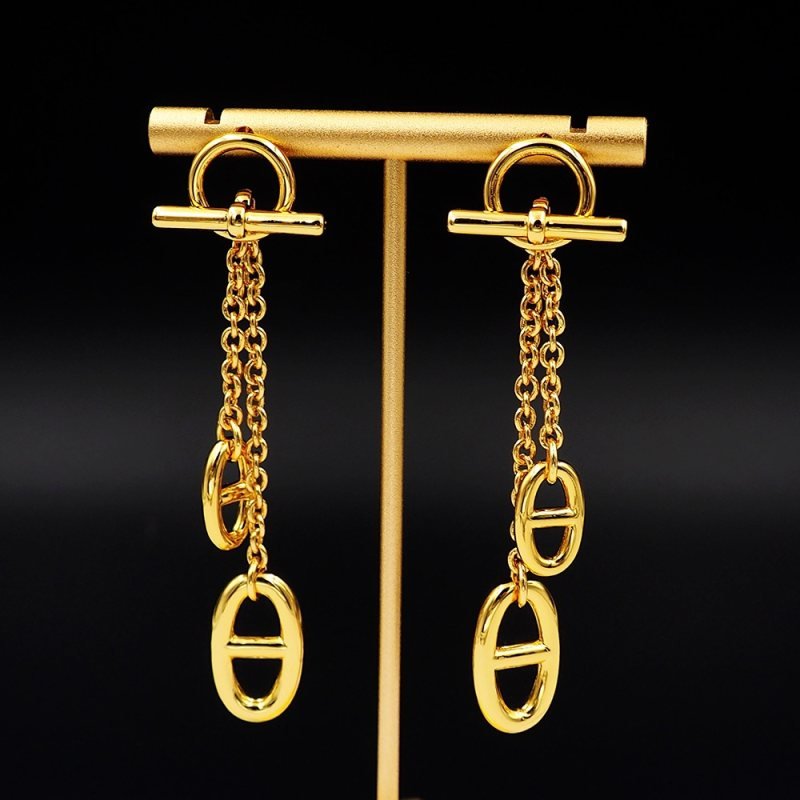 Hermes Reponse Farandole earrings gold-tone metal 4 5cm drop length