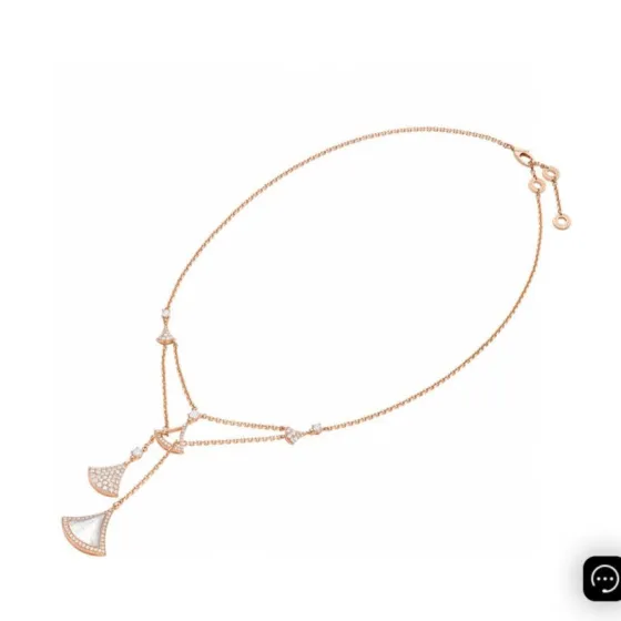 Bvlgari Diva s Dream necklace 18k rose gold white mother-of-pearl clear pave diamonds 41-43cm adjustable