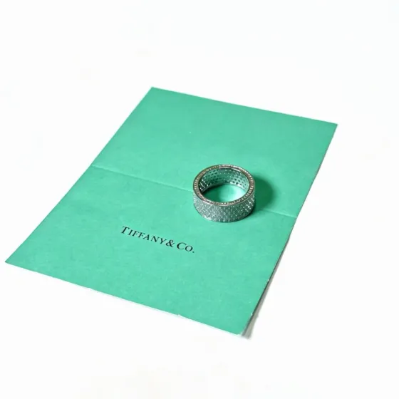 Tiffany Co Metro Wide Pave Diamond Band Ring ring 18k white gold clear white diamonds US 7