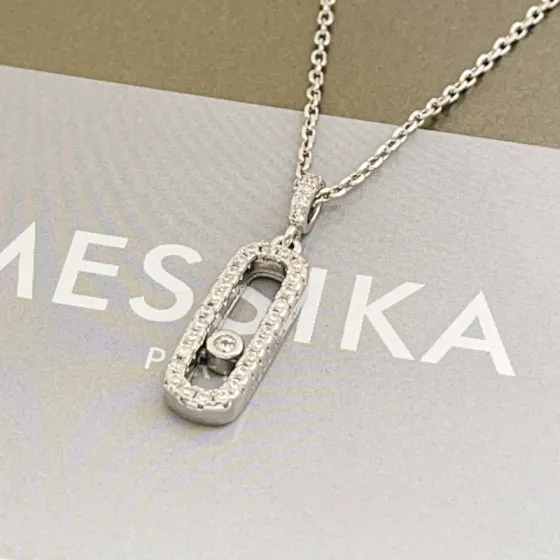 Messika Move Uno necklace silver-toned metal with clear diamonds 45cm