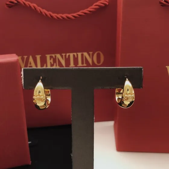 Celine Triomphe Teardrop Hoop earrings polished gold-tone metal 2cm hoop diameter