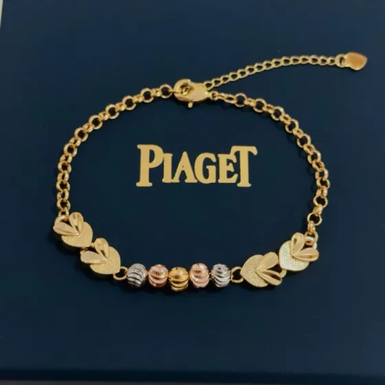 Piaget Heart Motif Beaded Chain Bracelet bracelet Tri-tone yellow gold rose gold white gold metal no gemstones 16cm with 5cm extension