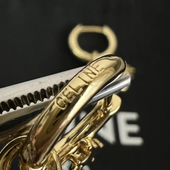 Celine Elephant Charm Hoop Earrings earrings gold-tone metal no accent stones 12mm hoop diameter
