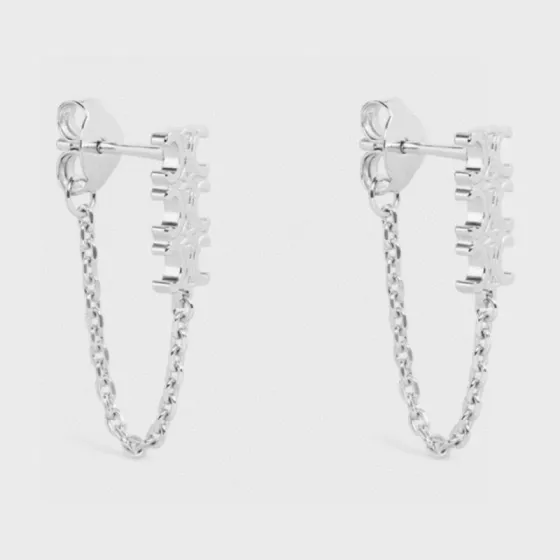 Celine Triomphe earrings Silver-toned metal rhodium-plated brass no gemstones One Size