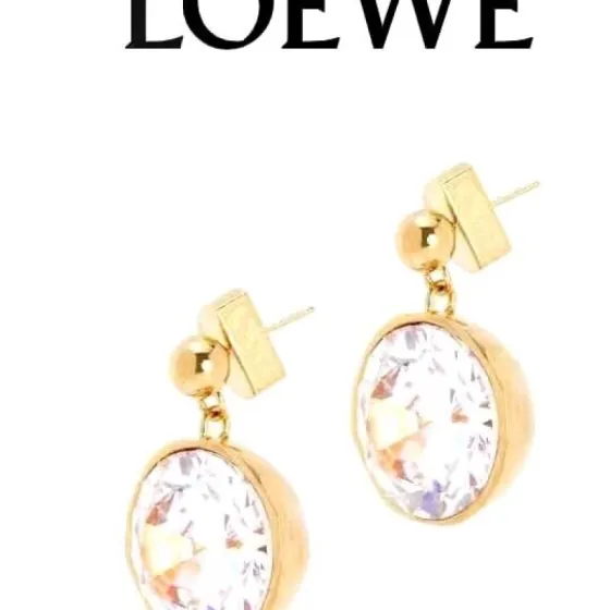 Loewe Anagram Crystal Drop Earrings earrings Gold-tone metal with clear faceted crystal stones One Size drop length 2 5cm