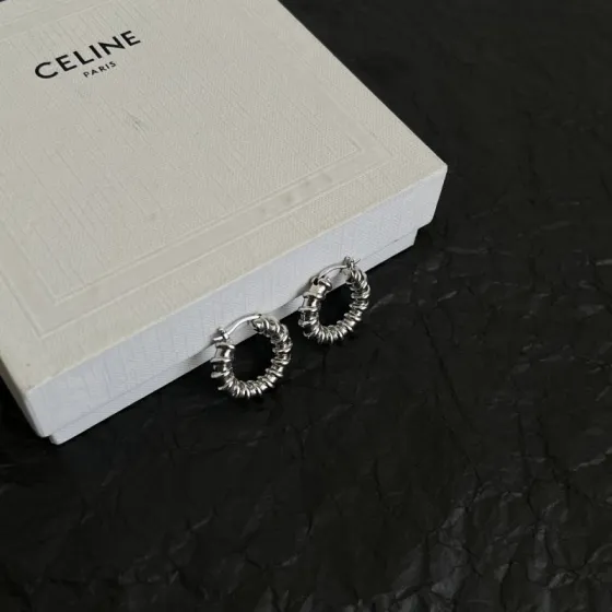 Celine Twisted Coil Hoop Earrings earrings Silver-tone metal Gold-tone metal 20mm diameter