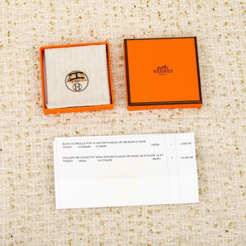 Hermes Pop H earrings Gold plated metal with black enamel One Size