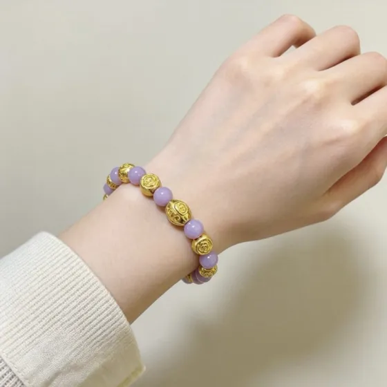 Gucci Anger Forest bracelet gold metal lavender purple stone 18cm