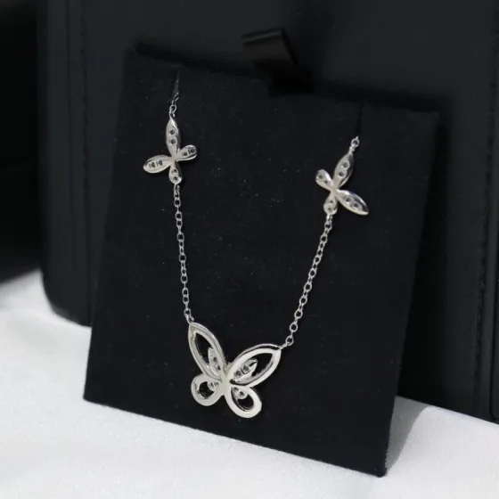 Graff Butterfly necklace Silver-toned metal with clear diamond-like stones 40cm