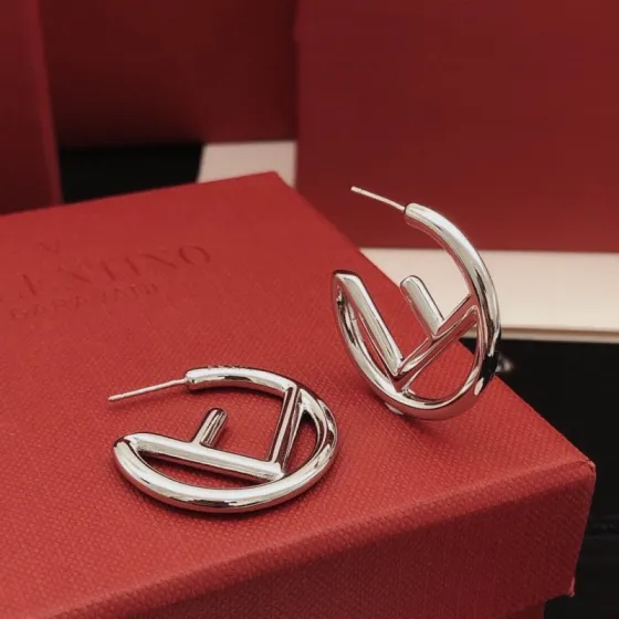 Fendi F is Fendi Logo Hoop earrings silver-toned metal no gemstones 3cm diameter