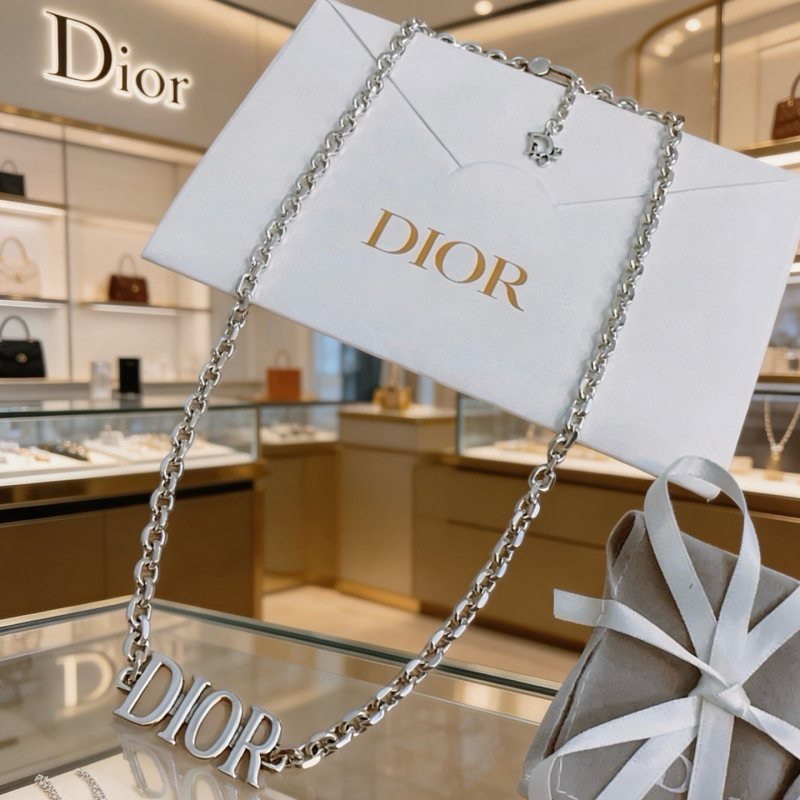 Dior Dio r evolution Logo Chain Necklace necklace silver-toned metal no accent stones 50cm with 5cm extender