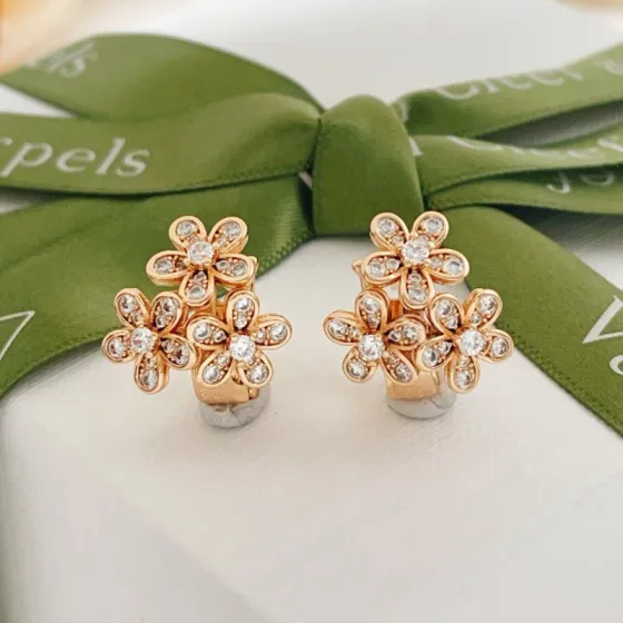 Van Cleef Arpels Socrate earrings 18k rose gold clear diamond 12mm width