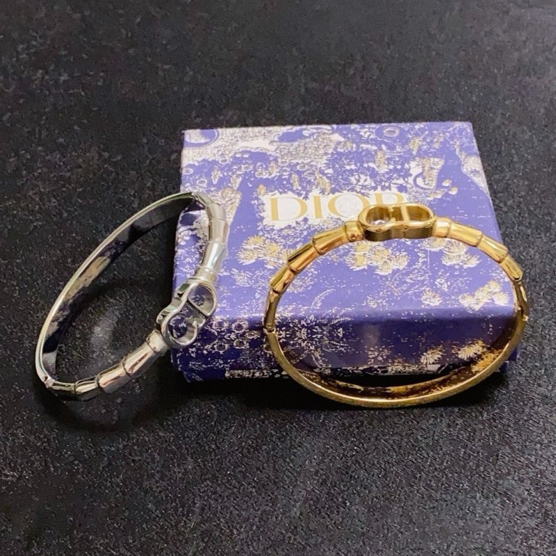 Dior CD Logo Bamboo Bangle bracelet Gold-tone metal no gemstones 17cm