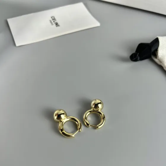 Celine Sphere Detail Small Hoop Earrings earrings gold-tone metal no accent stones 1 2cm hoop diameter