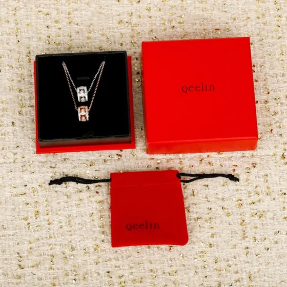 Qeelin Wulu necklace 18K white gold with diamonds 18K rose gold with diamonds 45cm