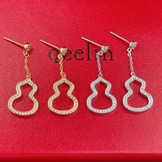 Qeelin Wulu earrings 18k rose gold with clear diamonds 18k white gold with clear diamonds 3cm drop length