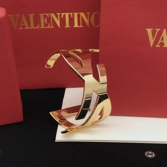 Valentino VLogo Signature Cuff bracelet Polished Gold Tone Metal One Size